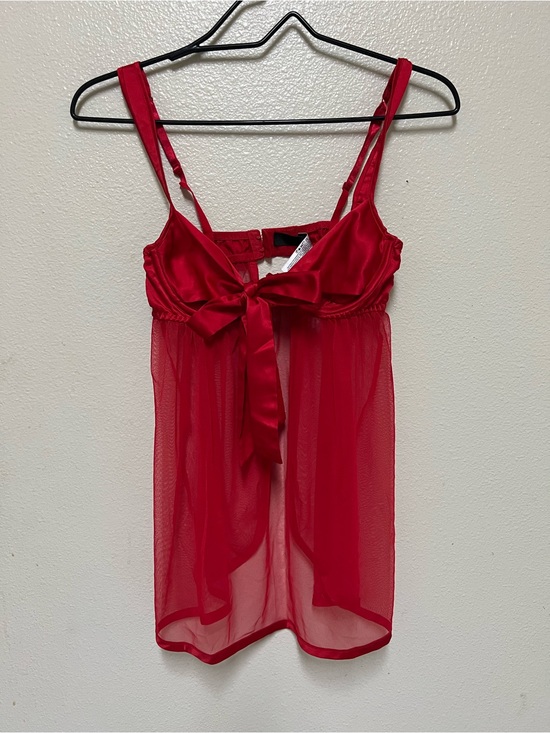 Adore Me Other - Adore Me Red Sheer Bow-Front Babydoll Chemise